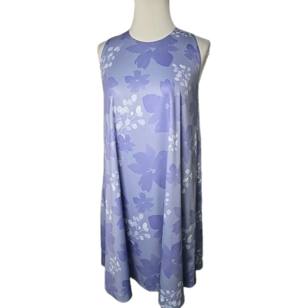 Annette Ellen Designs Purple Floral Stretch-Knit Sleeveless Shift Dress SMALL S